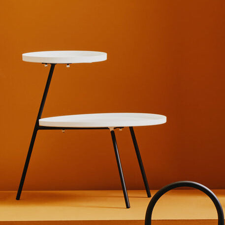 White Iron Tray Top and Black Iron Legs 2 Tie Side Table | Trosa