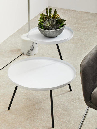 Trosa Two Tie White and Black Side Table