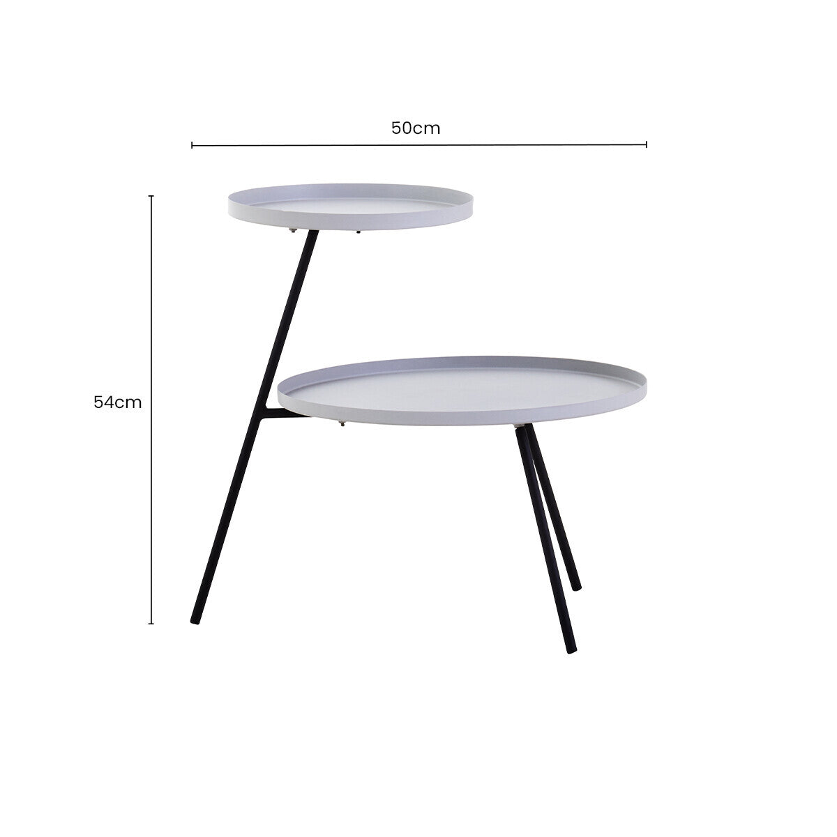 Grey Iron Tray Top and Black Iron Legs 2 Shelf Side Table | Trosa