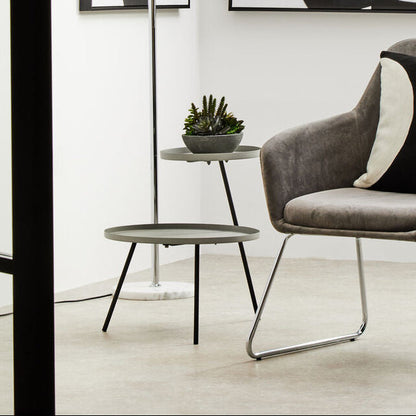 Grey Iron Tray Top and Black Iron Legs 2 Shelf Side Table | Trosa