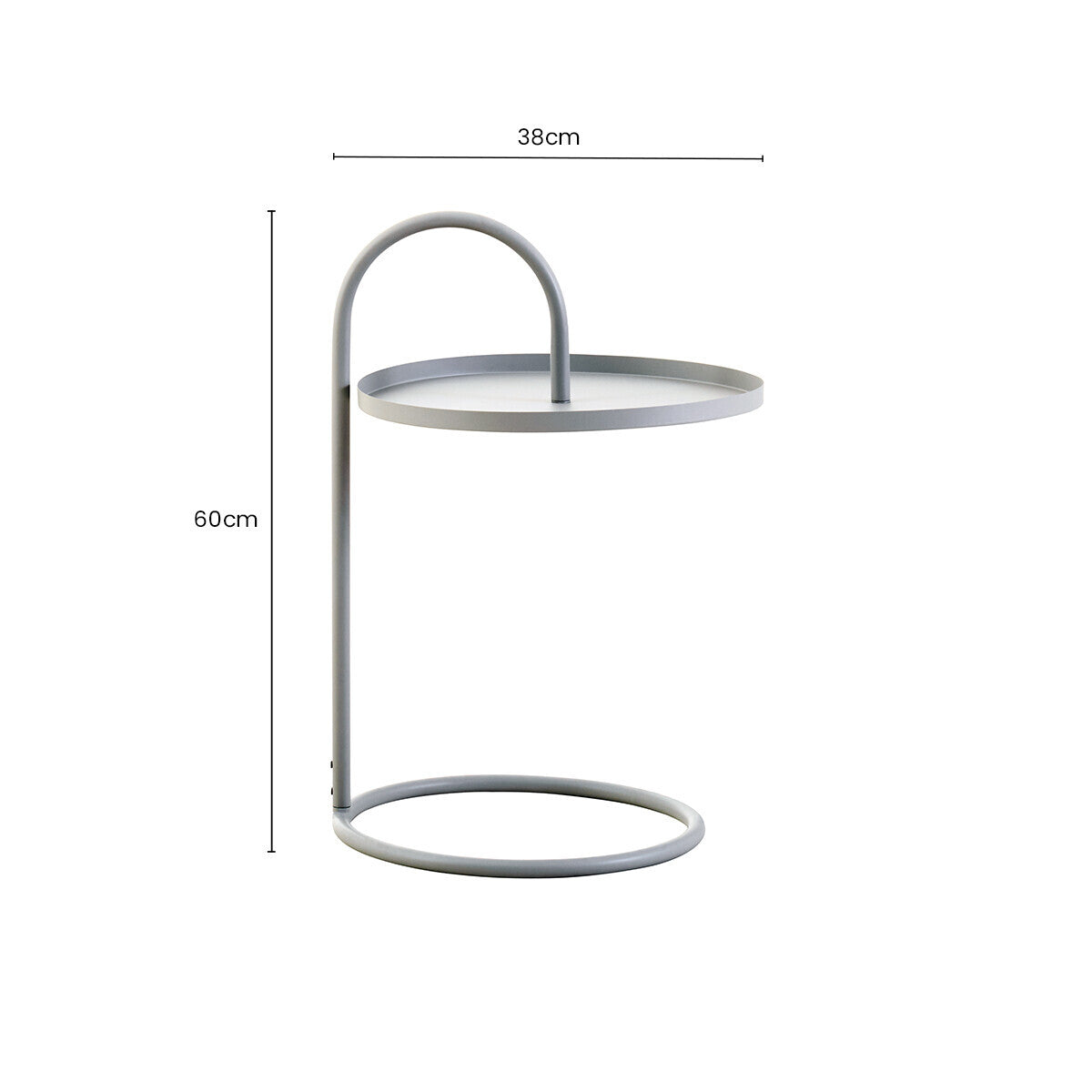 Grey Round Top Side Table with Grey Finish Iron Hanging Frame | Trosa