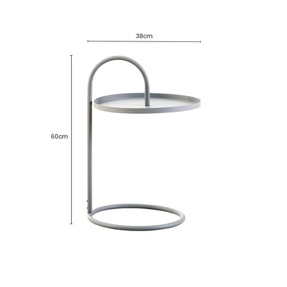 Grey Round Top Side Table with Grey Finish Iron Hanging Frame | Trosa