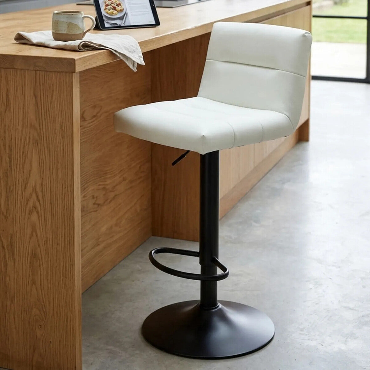 White Leather Effect Bar Stool | Baina