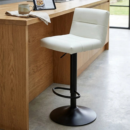 White Leather Effect Bar Stool | Baina
