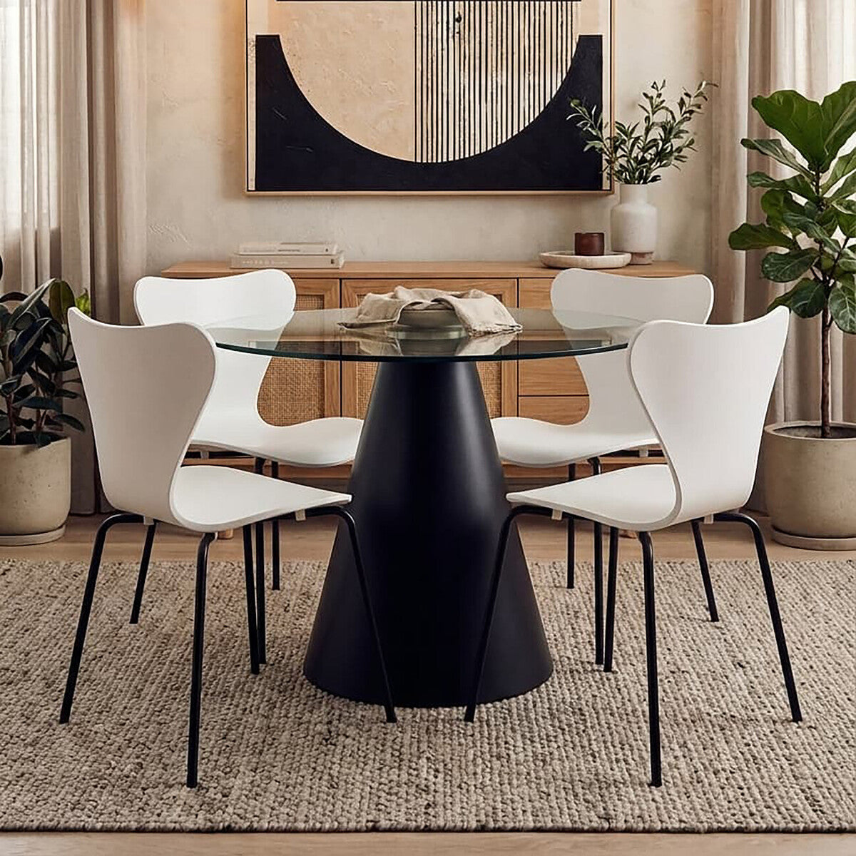 White Seat and Black Legs Dining Chair | Laila