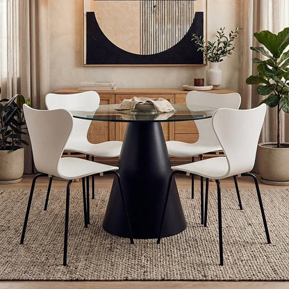 White Seat and Black Legs Dining Chair | Laila