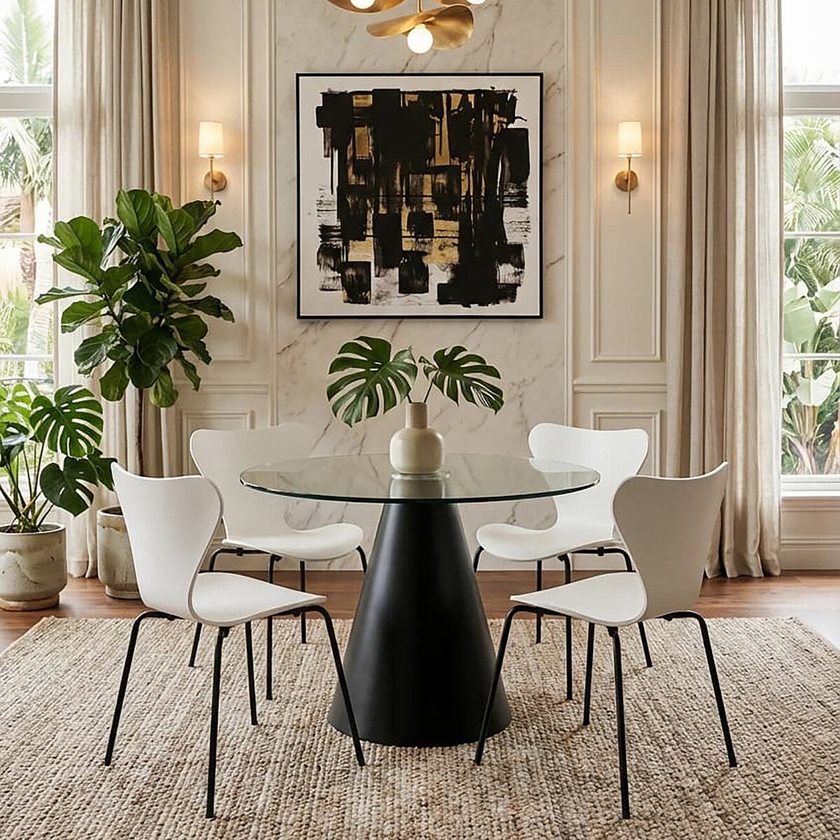 White Seat and Black Legs Dining Chair | Laila
