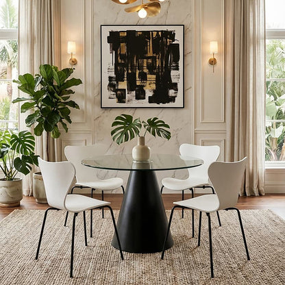 White Seat and Black Legs Dining Chair | Laila
