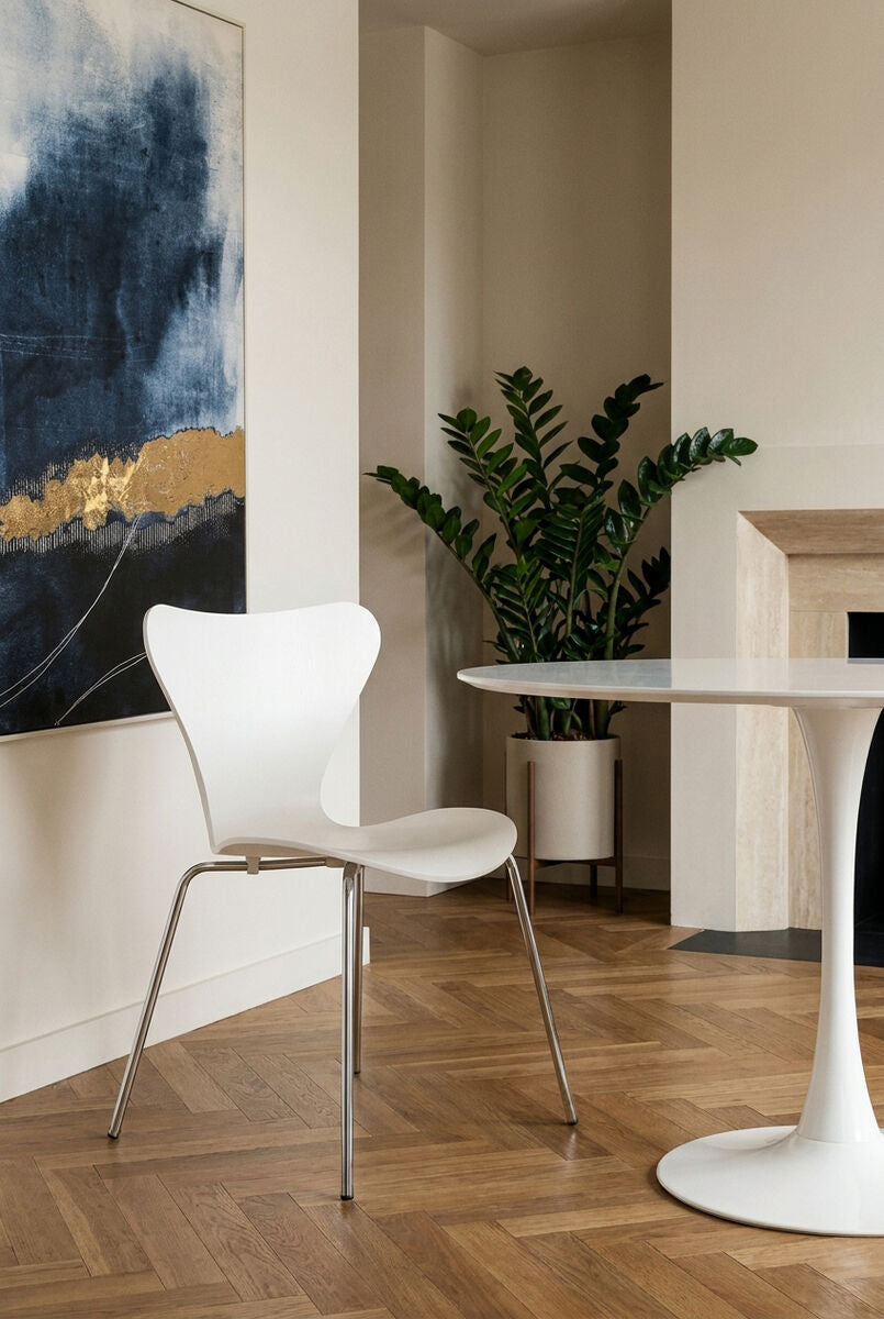 White Seat and Silver Chrome Legs Dining Chair | Laila