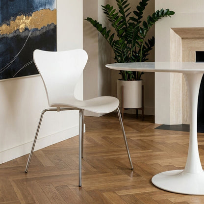 White Seat and Silver Chrome Legs Dining Chair | Laila