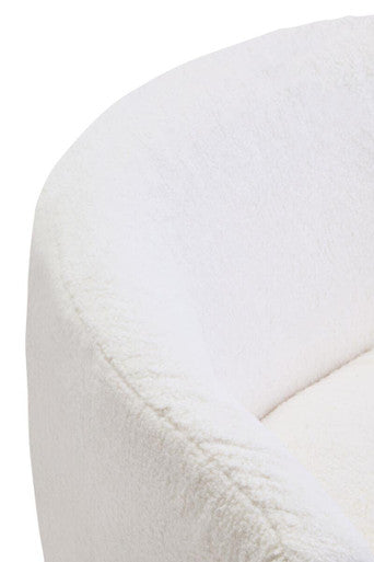 Montreal Ivory Boucle Effect Curved Lounge Chair With Swivel Base