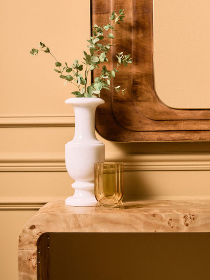 Natural Burl Wood Curved Console Table with Smooth Curved Edges | Mota