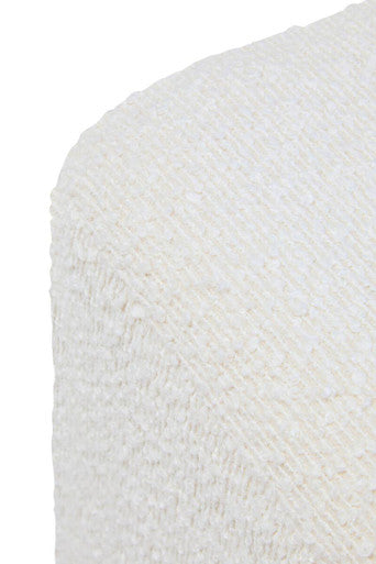 Mota Burl Wood And Cream Boucle Square Stool