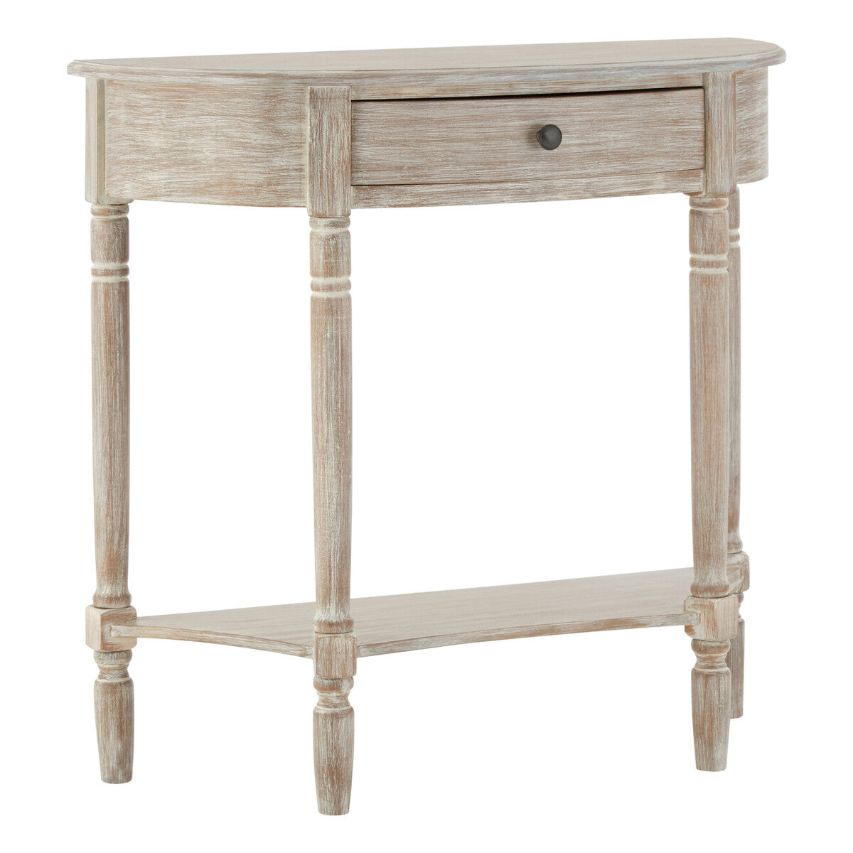 Heritage Natural Wash Pine Wood Half Moon Console Table with Drawer