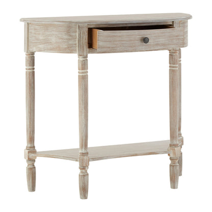 Heritage Natural Wash Pine Wood Half Moon Console Table with Drawer