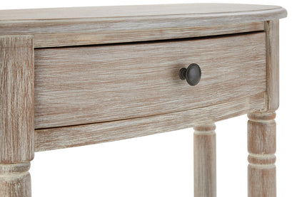 Heritage Natural Wash Pine Wood Half Moon Console Table with Drawer