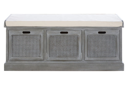 Heritage Grey Three Drawer Storage Bench with Cushion