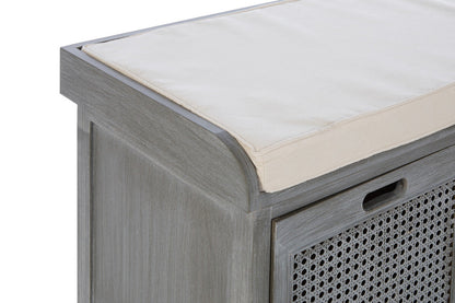 Heritage Grey Three Drawer Storage Bench with Cushion