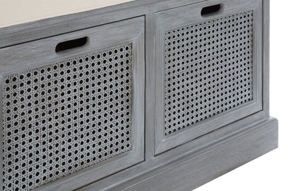 Heritage Grey Three Drawer Storage Bench with Cushion
