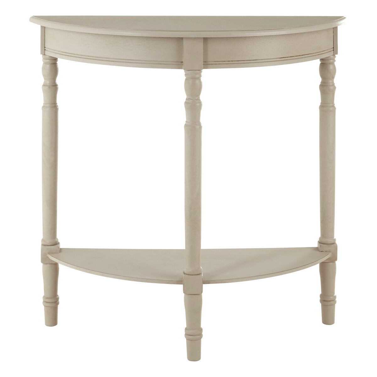 Heritage Grey Putty Pine Wood Half Moon Console Table