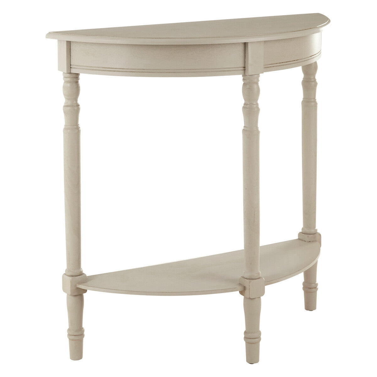 Heritage Grey Putty Pine Wood Half Moon Console Table