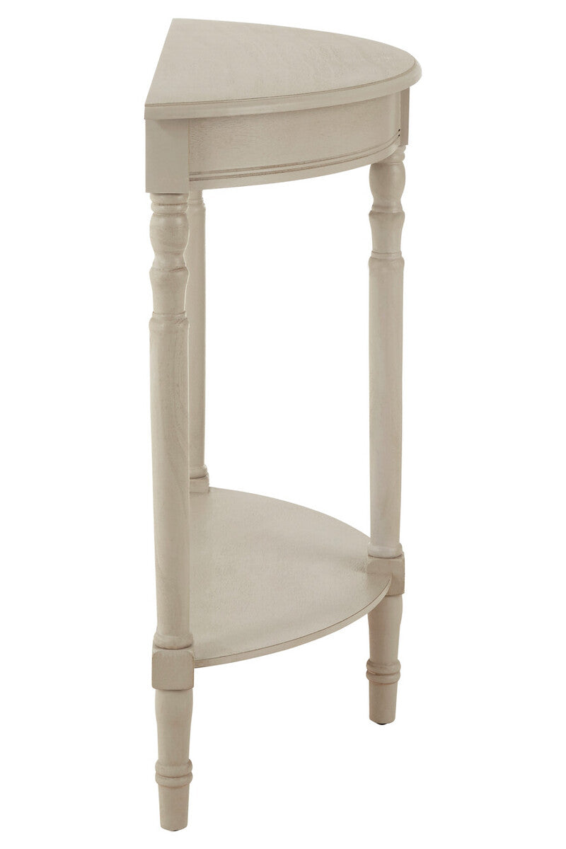 Heritage Grey Putty Pine Wood Half Moon Console Table