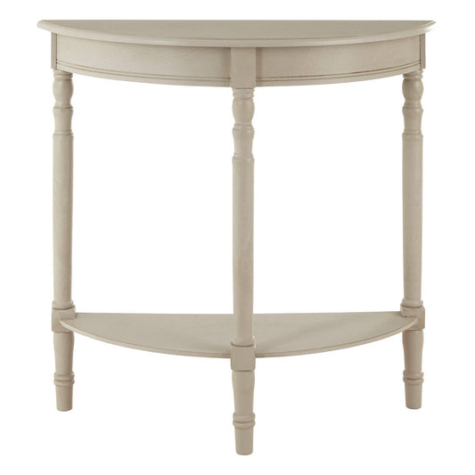 Heritage Grey Putty Pine Wood Half Moon Console Table