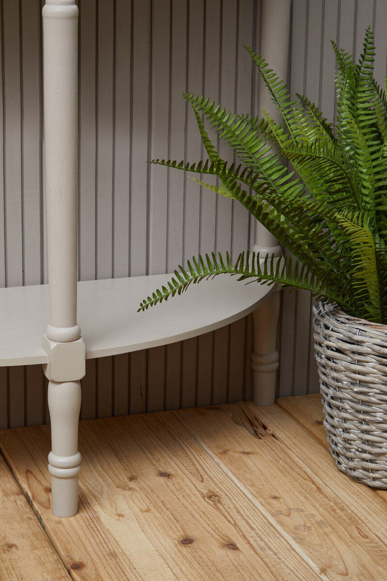 Heritage Grey Putty Pine Wood Half Moon Console Table