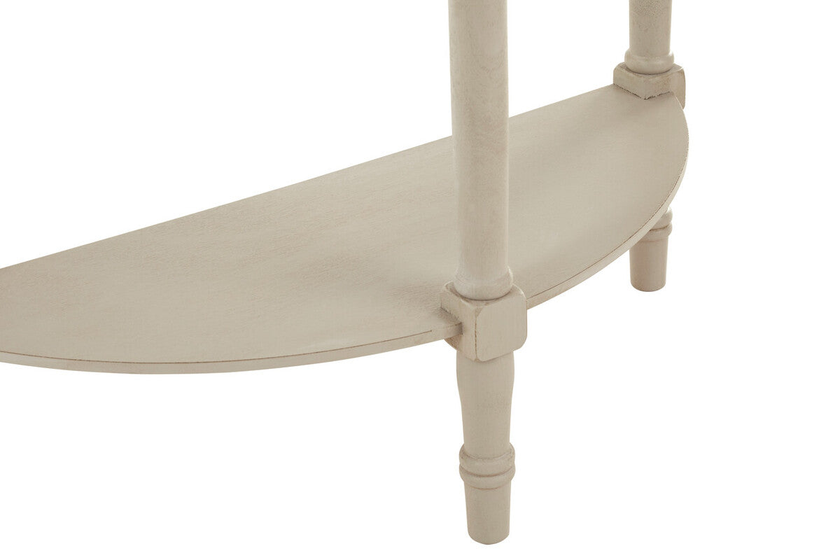 Heritage Grey Putty Pine Wood Half Moon Console Table