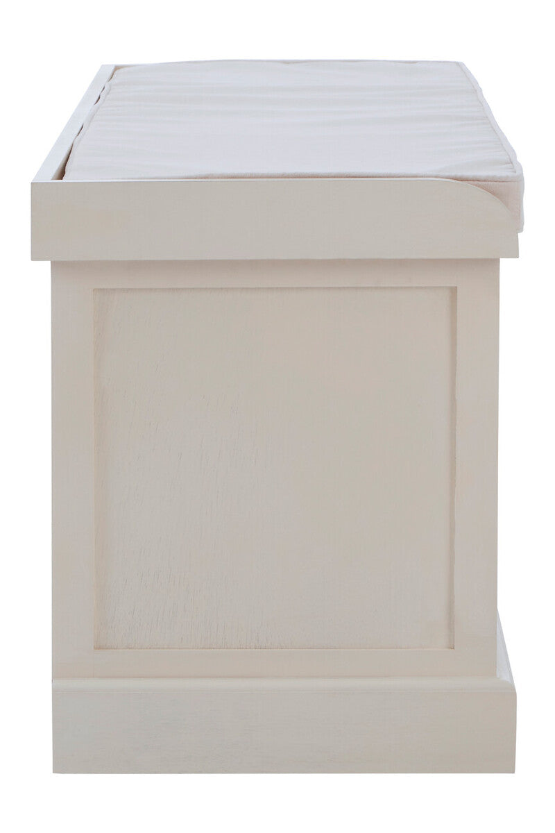 Heritage White Three Drawer Storage Bench with Cushion
