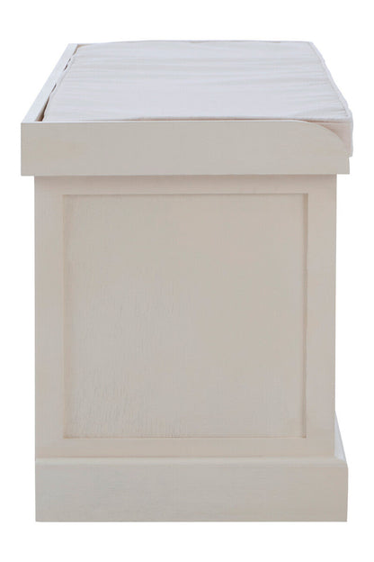 Heritage White Three Drawer Storage Bench with Cushion