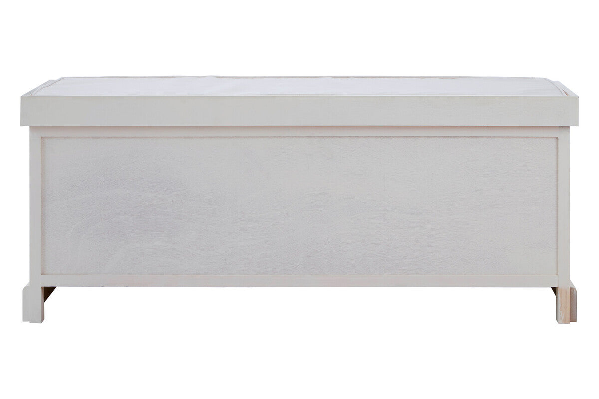Heritage White Three Drawer Storage Bench with Cushion