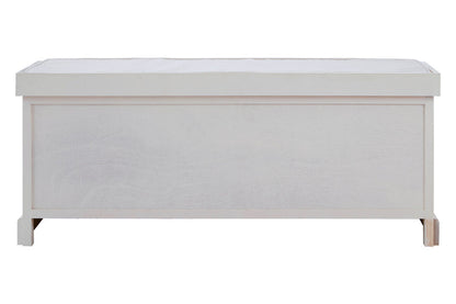Heritage White Three Drawer Storage Bench with Cushion