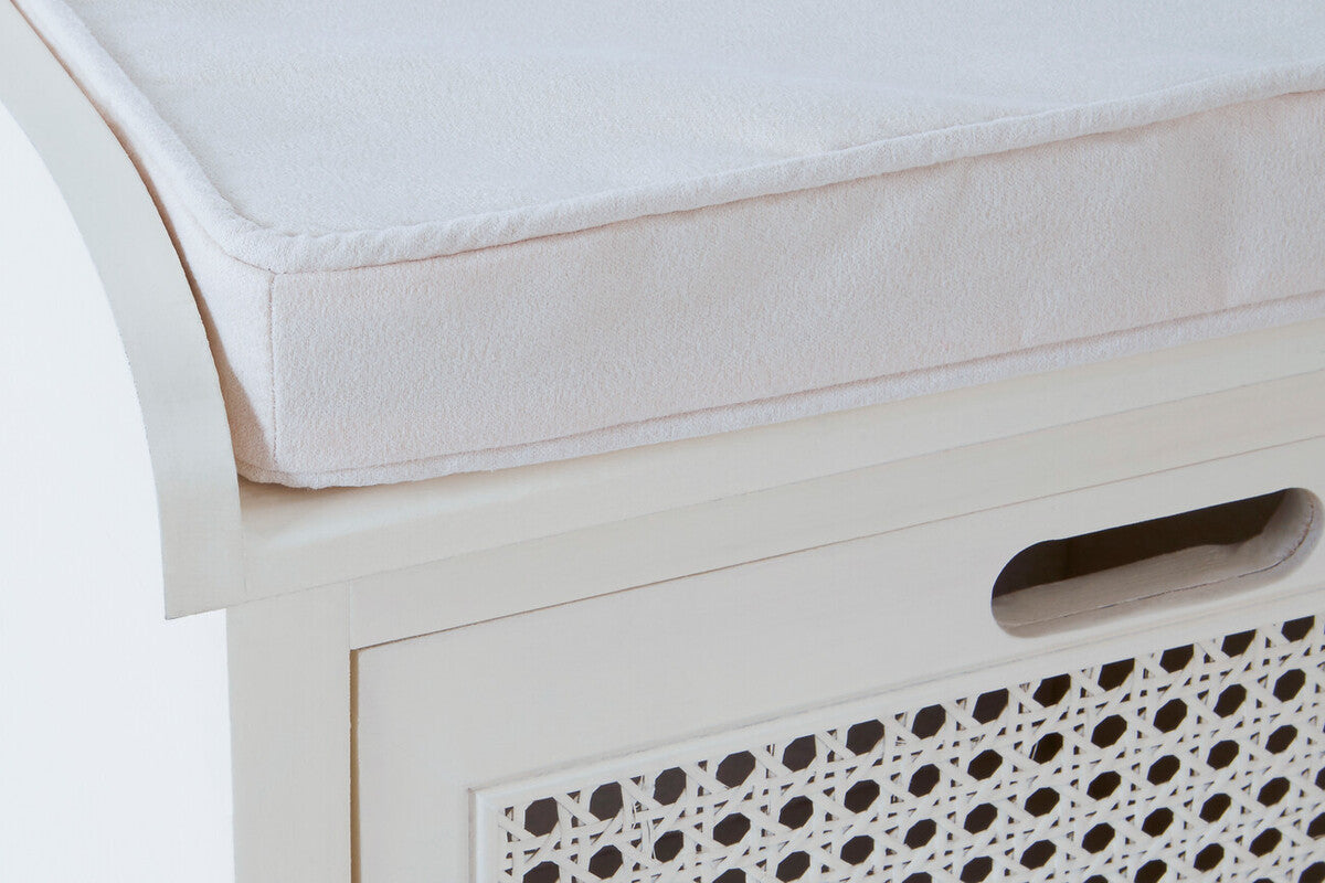Heritage White Three Drawer Storage Bench with Cushion