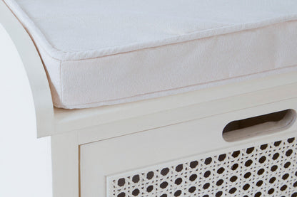 Heritage White Three Drawer Storage Bench with Cushion