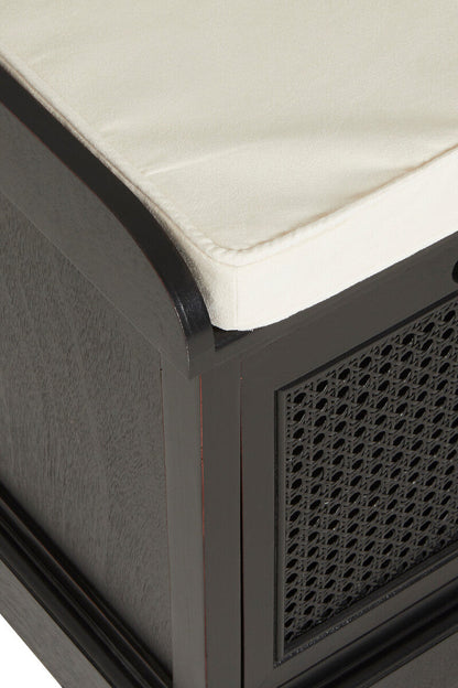 Heritage Black Three Drawer Storage Bench with Cushion