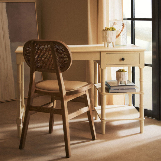 Heritage Ivory Desk with Drawer and Shelves