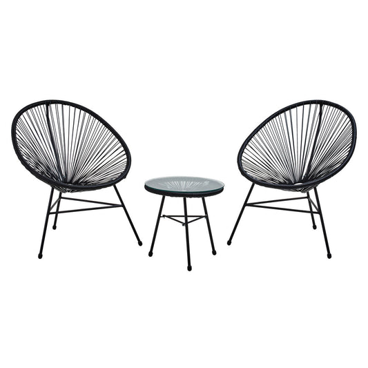 Miami Black Rattan 3 Piece Patio Set