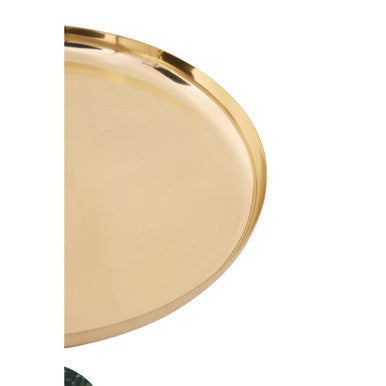 Avola Gold Side Table With Green Marble Effect Base