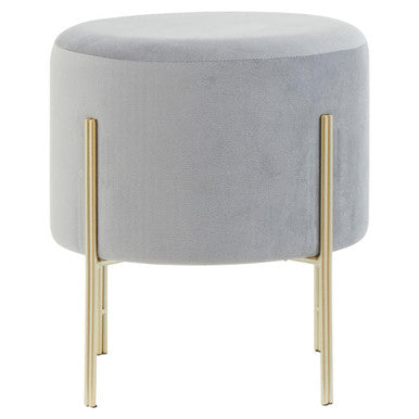 Hayes Round Grey Velvet Stool