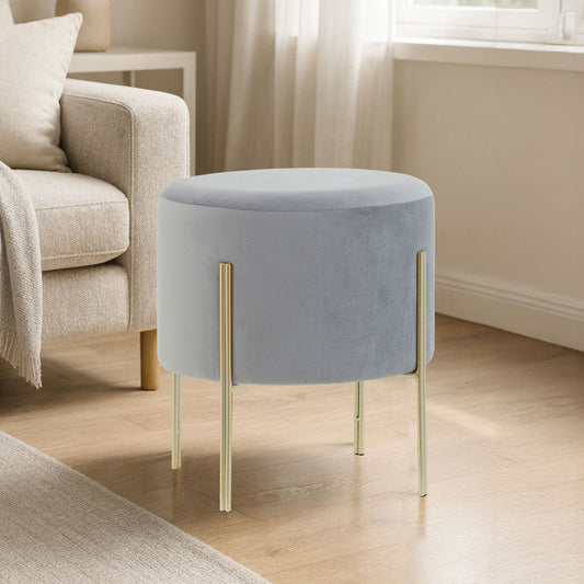 Hayes Round Grey Velvet Stool