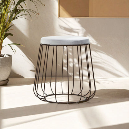 Hayes Grey Velvet  Stool with Black Frame