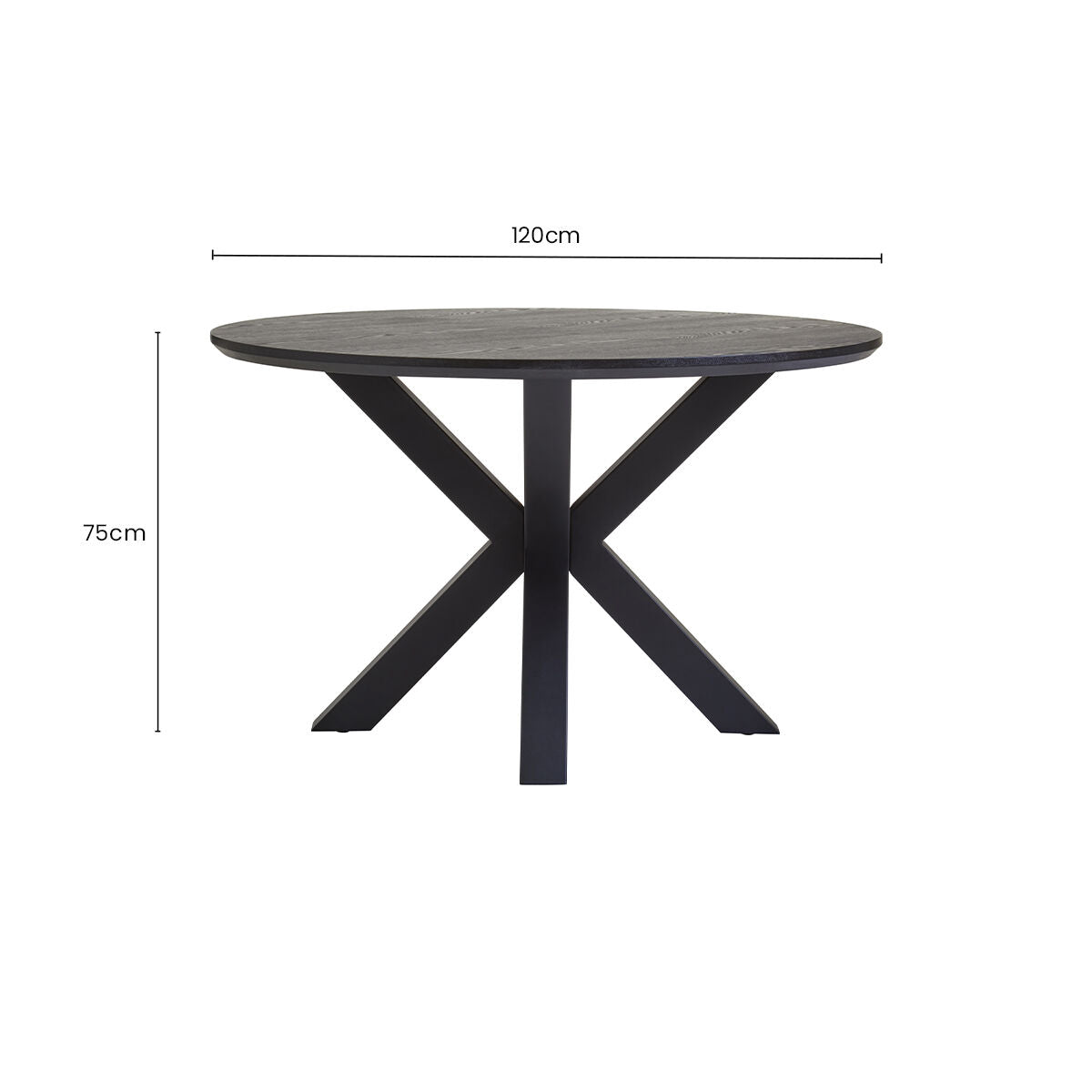 Salford Black Wood Veneer Round Dining Table With  Metal Legs