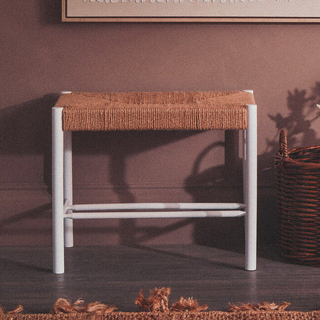 Bandar Small Natural Rope and White Wood Bench