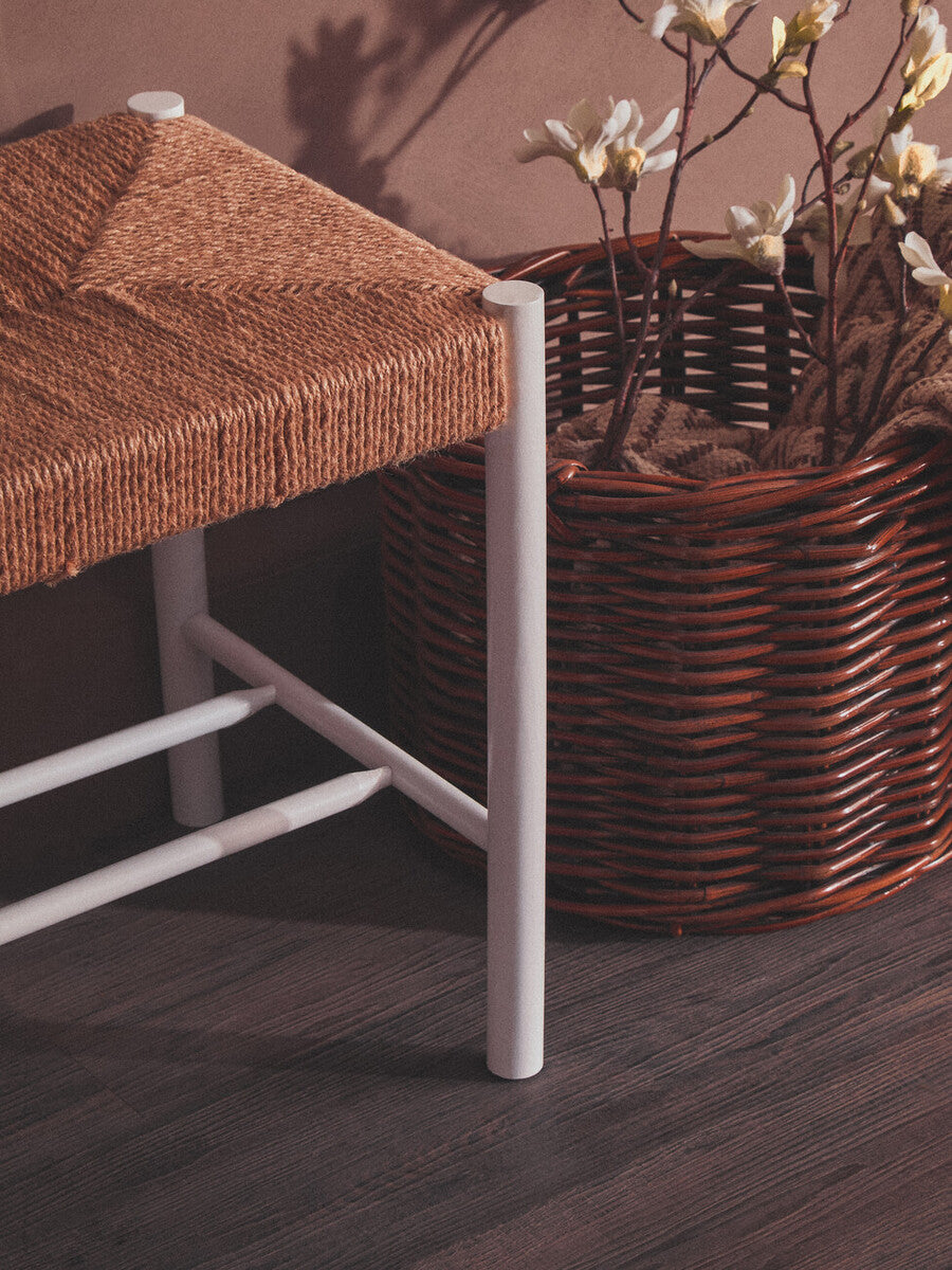 Bandar Small Natural Rope and White Wood Bench