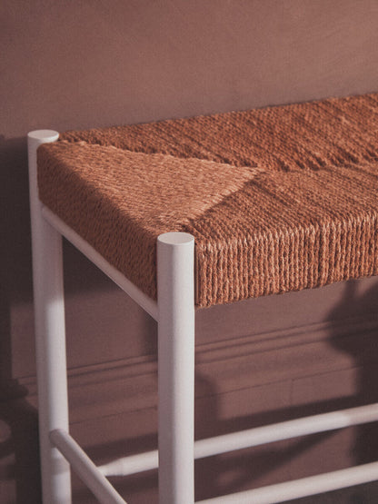 Bandar Small Natural Rope and White Wood Bench