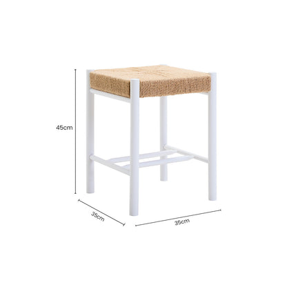 Bandar Natural Rope and White Wood Stool