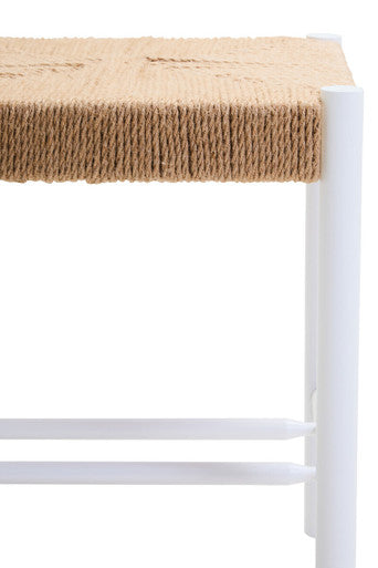 Bandar Natural Rope and White Wood Stool