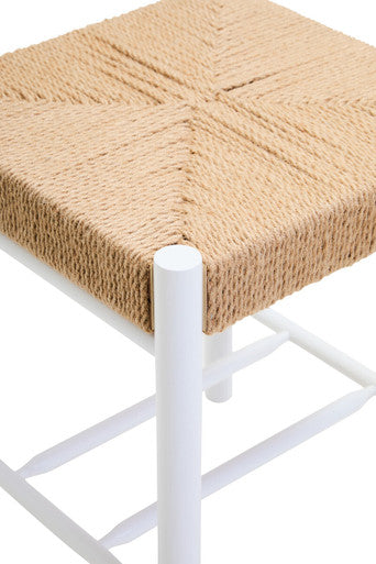 Bandar Natural Rope and White Wood Stool