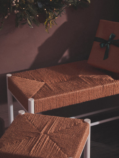 Bandar Large Natural Rope and White Wood Bench